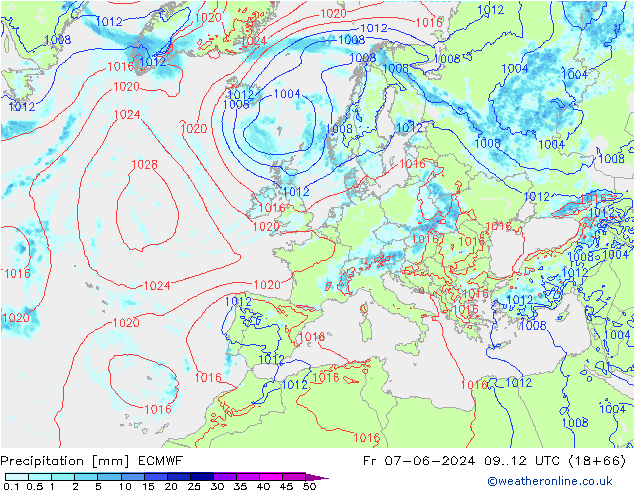 Niederschlag ECMWF Fr 07.06.2024 12 UTC