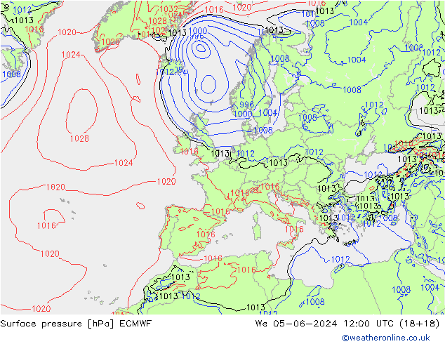 приземное давление ECMWF ср 05.06.2024 12 UTC