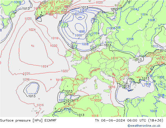 Bodendruck ECMWF Do 06.06.2024 06 UTC