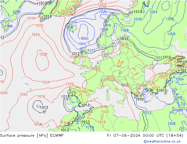 Yer basıncı ECMWF Cu 07.06.2024 00 UTC