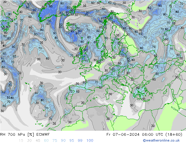 RH 700 hPa ECMWF Fr 07.06.2024 06 UTC