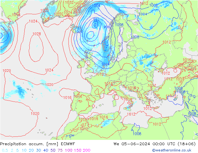 Precipitation accum. ECMWF We 05.06.2024 00 UTC