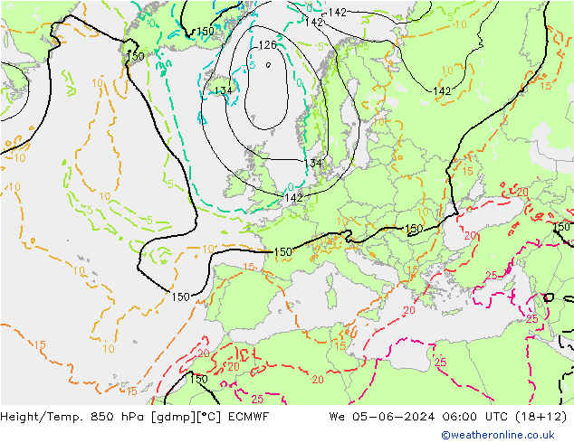 Z500/Rain (+SLP)/Z850 ECMWF We 05.06.2024 06 UTC