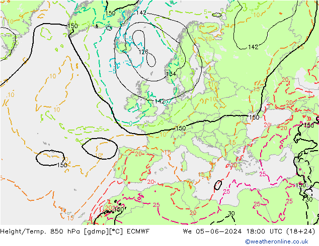 Z500/Rain (+SLP)/Z850 ECMWF Qua 05.06.2024 18 UTC