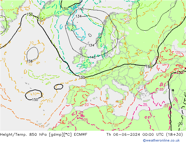 Z500/Rain (+SLP)/Z850 ECMWF чт 06.06.2024 00 UTC