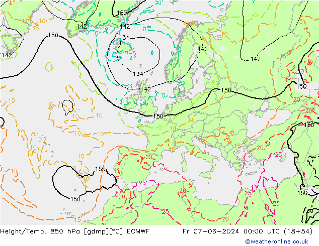 Z500/Yağmur (+YB)/Z850 ECMWF Cu 07.06.2024 00 UTC