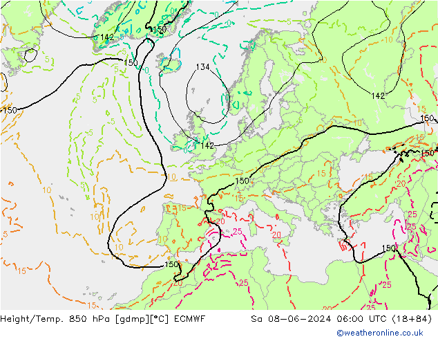 Z500/Rain (+SLP)/Z850 ECMWF Sáb 08.06.2024 06 UTC