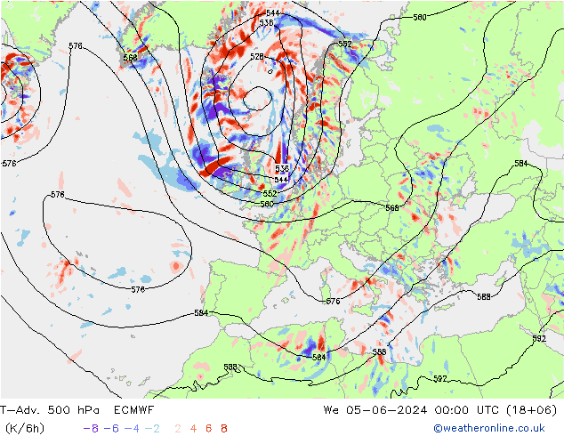 T-Adv. 500 hPa ECMWF wo 05.06.2024 00 UTC