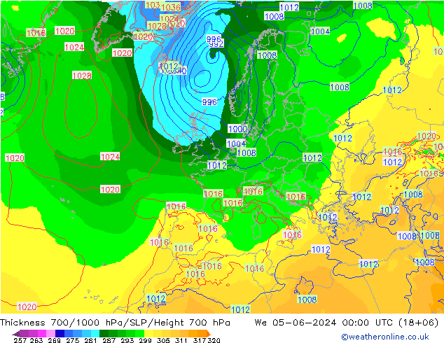 Thck 700-1000 hPa ECMWF We 05.06.2024 00 UTC