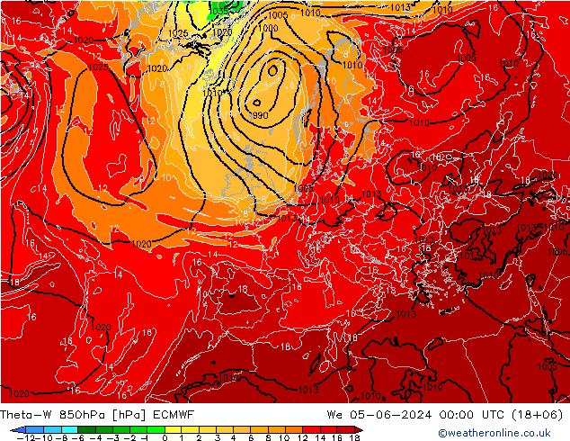 Theta-W 850hPa ECMWF Çar 05.06.2024 00 UTC