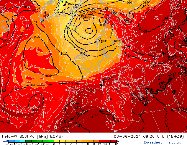 Theta-W 850hPa ECMWF Th 06.06.2024 09 UTC