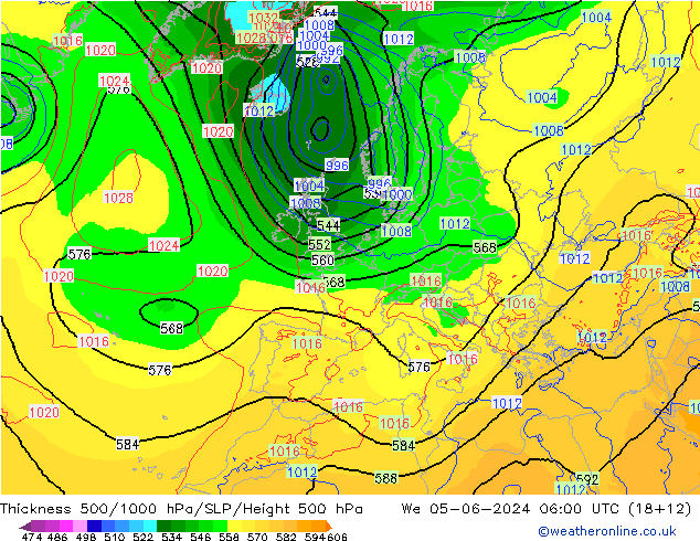 Thck 500-1000hPa ECMWF We 05.06.2024 06 UTC