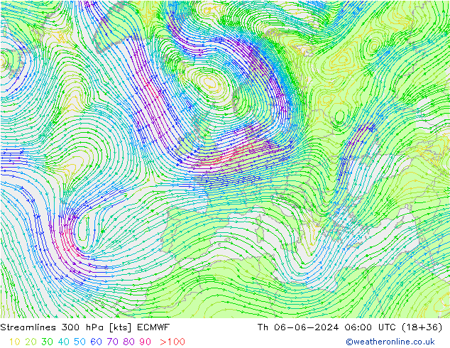 Rüzgar 300 hPa ECMWF Per 06.06.2024 06 UTC