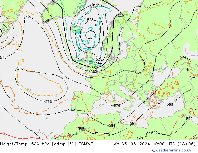 Z500/Rain (+SLP)/Z850 ECMWF ср 05.06.2024 00 UTC