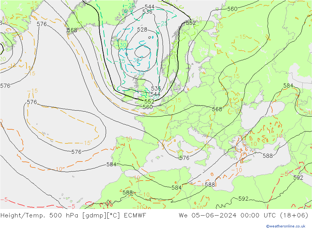 Z500/Rain (+SLP)/Z850 ECMWF  05.06.2024 00 UTC