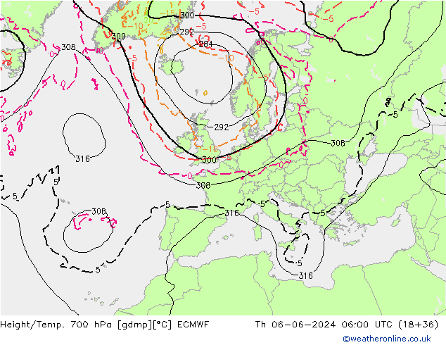 Yükseklik/Sıc. 700 hPa ECMWF Per 06.06.2024 06 UTC