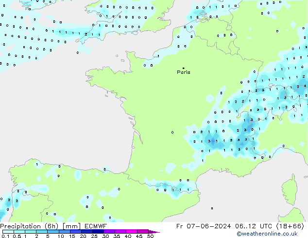 Z500/Rain (+SLP)/Z850 ECMWF пт 07.06.2024 12 UTC