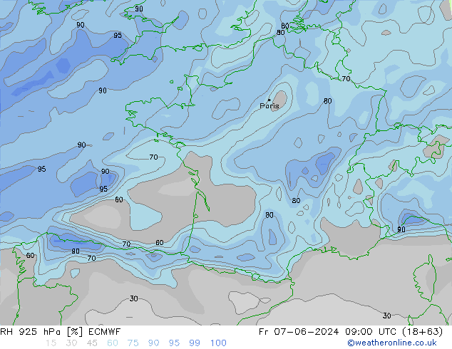 RH 925 hPa ECMWF  07.06.2024 09 UTC