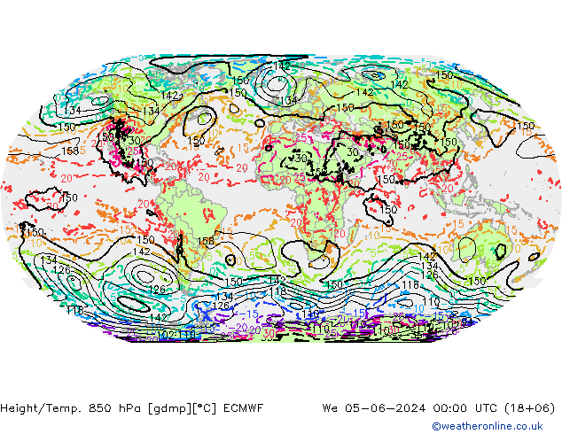 Z500/Rain (+SLP)/Z850 ECMWF mer 05.06.2024 00 UTC