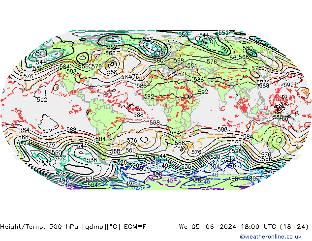 Z500/Rain (+SLP)/Z850 ECMWF We 05.06.2024 18 UTC