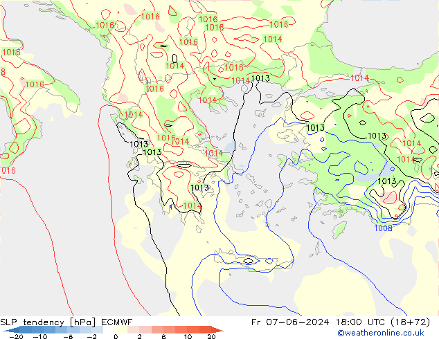 тенденция давления ECMWF пт 07.06.2024 18 UTC