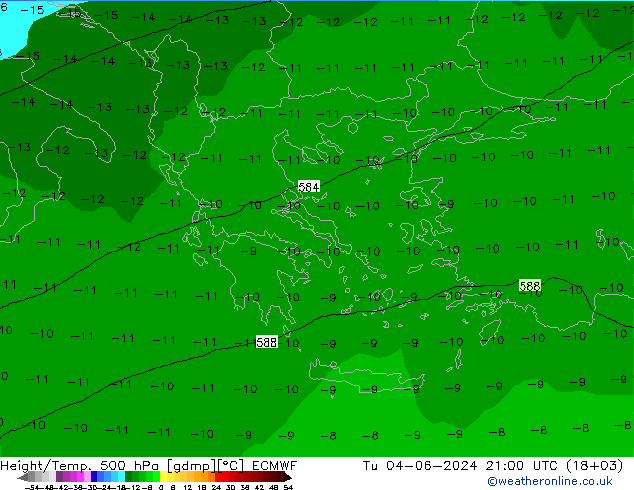 Height/Temp. 500 hPa ECMWF Tu 04.06.2024 21 UTC