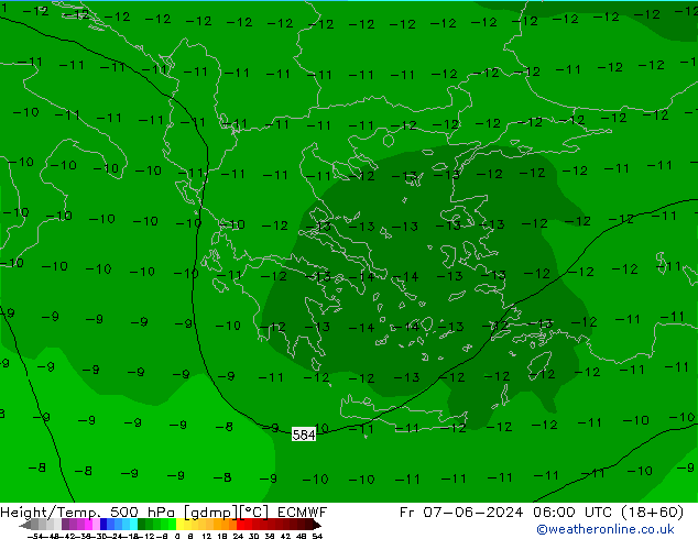 Z500/Yağmur (+YB)/Z850 ECMWF Cu 07.06.2024 06 UTC