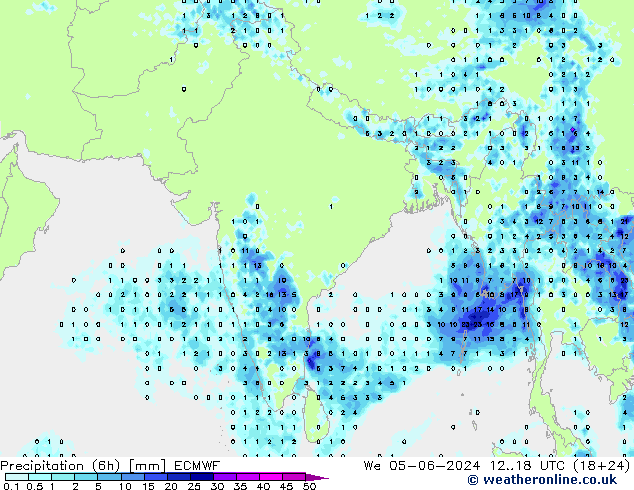 Yağış (6h) ECMWF Çar 05.06.2024 18 UTC