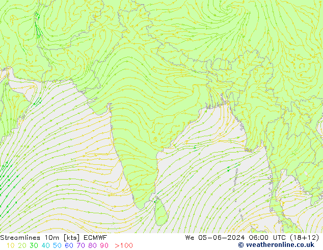 Streamlines 10m ECMWF St 05.06.2024 06 UTC