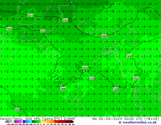 Height/Temp. 500 hPa ECMWF Qua 05.06.2024 00 UTC