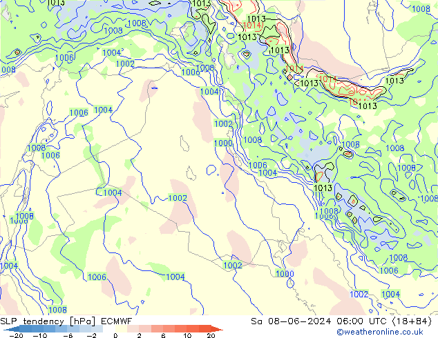 тенденция давления ECMWF сб 08.06.2024 06 UTC