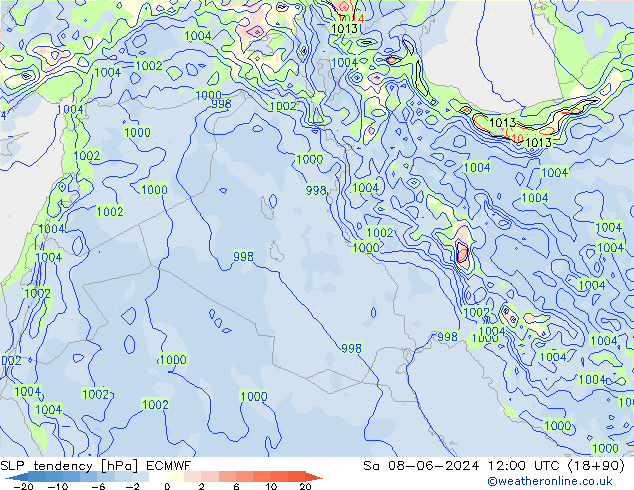 Tendenza di Pressione ECMWF sab 08.06.2024 12 UTC