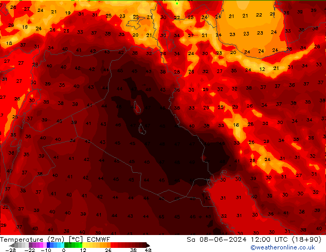 température (2m) ECMWF sam 08.06.2024 12 UTC