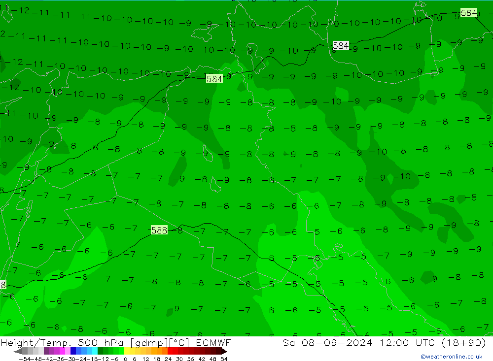 Z500/Rain (+SLP)/Z850 ECMWF sam 08.06.2024 12 UTC