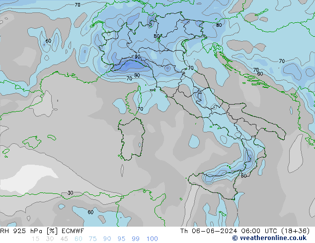 RH 925 hPa ECMWF Do 06.06.2024 06 UTC