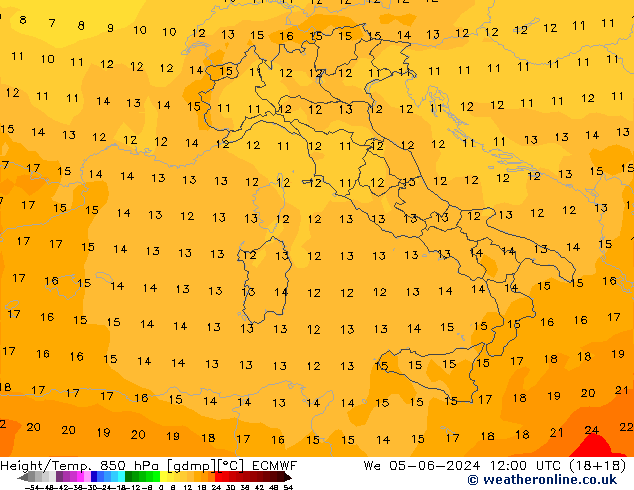 Z500/Rain (+SLP)/Z850 ECMWF Mi 05.06.2024 12 UTC