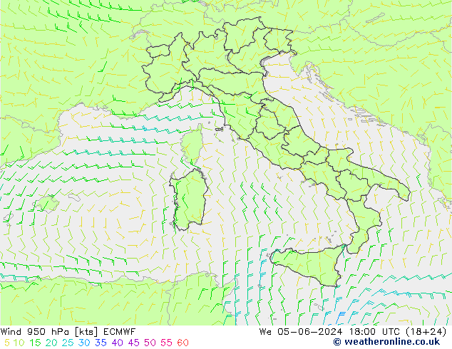 Wind 950 hPa ECMWF wo 05.06.2024 18 UTC