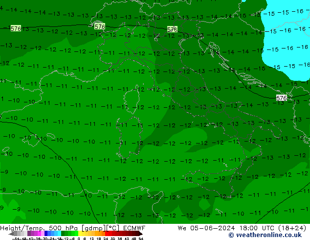 Z500/Rain (+SLP)/Z850 ECMWF ср 05.06.2024 18 UTC