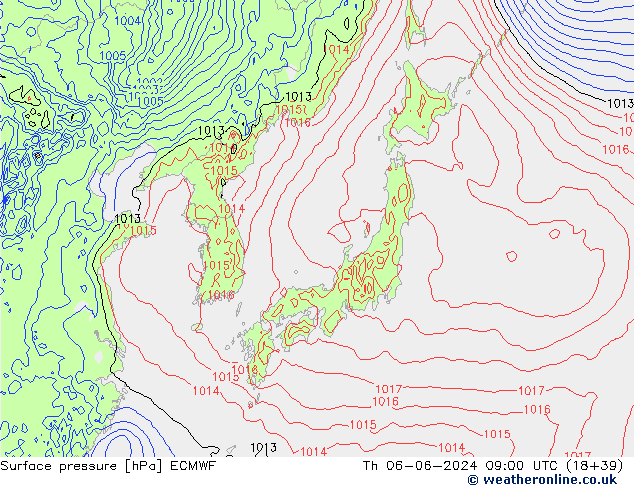 Surface pressure ECMWF Th 06.06.2024 09 UTC