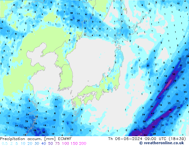 Precipitation accum. ECMWF  06.06.2024 09 UTC