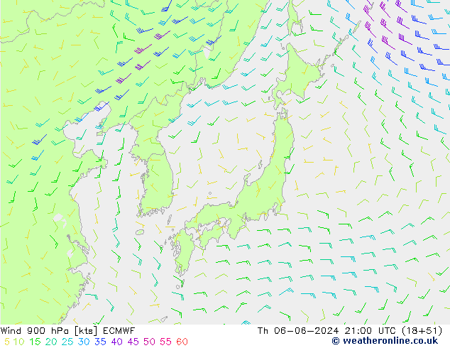 Wind 900 hPa ECMWF Th 06.06.2024 21 UTC