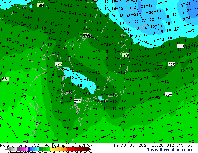 Z500/Rain (+SLP)/Z850 ECMWF Th 06.06.2024 06 UTC