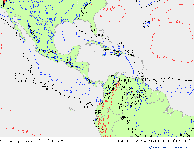 Surface pressure ECMWF Tu 04.06.2024 18 UTC