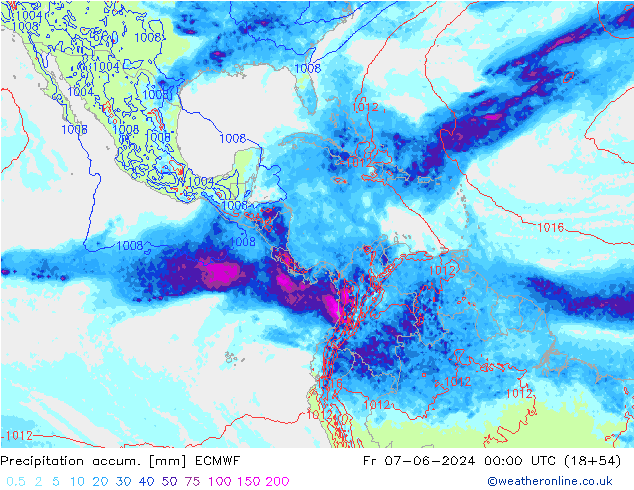 Totale neerslag ECMWF vr 07.06.2024 00 UTC