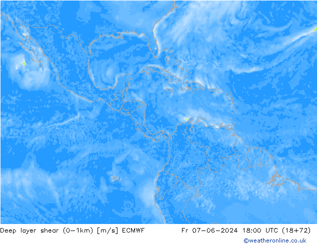 Deep layer shear (0-1km) ECMWF pt. 07.06.2024 18 UTC