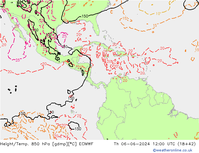 Z500/Rain (+SLP)/Z850 ECMWF gio 06.06.2024 12 UTC