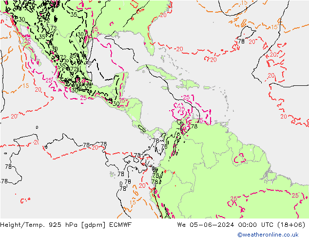 Height/Temp. 925 гПа ECMWF ср 05.06.2024 00 UTC