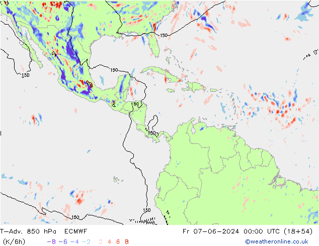 T-Adv. 850 hPa ECMWF ven 07.06.2024 00 UTC