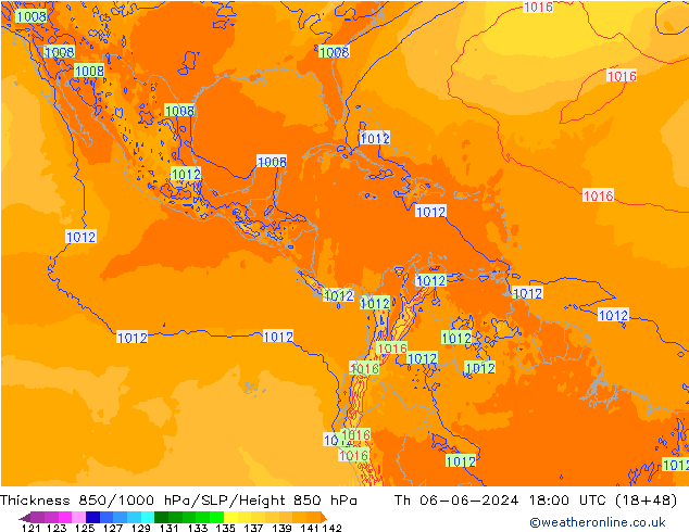 Thck 850-1000 hPa ECMWF Čt 06.06.2024 18 UTC