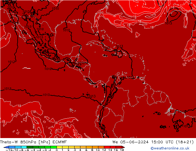 Theta-W 850hPa ECMWF Qua 05.06.2024 15 UTC